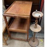 A tea trolley together with a ashtray stand with barley twist column