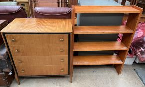 A mid 20th century teak chest with four long drawers on square tapering legs together with a
