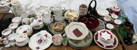 A Royal Albert Sweet Romance pattern part tea service together with other part tea sets,