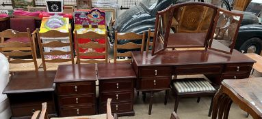 A Meredew mahogany dressing table together with a stool,