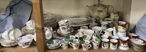 A Noritake part coffee set together with a Shelley Maroon Princess pattern part tea set,