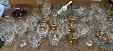 Crystal glass bowls together with crustal jugs, drinking glasses,