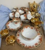 A Royal Winton gilt decorated part tea set together with a Royal Albert part tea set