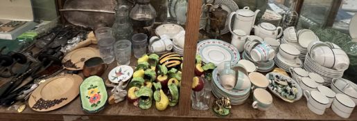 A large lot including a Wedgwood metalised part tea service together with a Wedgwood part coffee