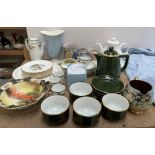 Poole pottery vases together with part tea sets, plates,