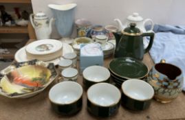 Poole pottery vases together with part tea sets, plates,