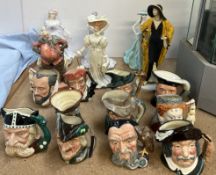 A collection of Royal Doulton character jugs, including Queen Elizabeth I D6821,