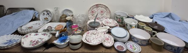 A Johnson Bros Rose Chintz part dinner set together with Royal Worcester Evesham pattern dishes,