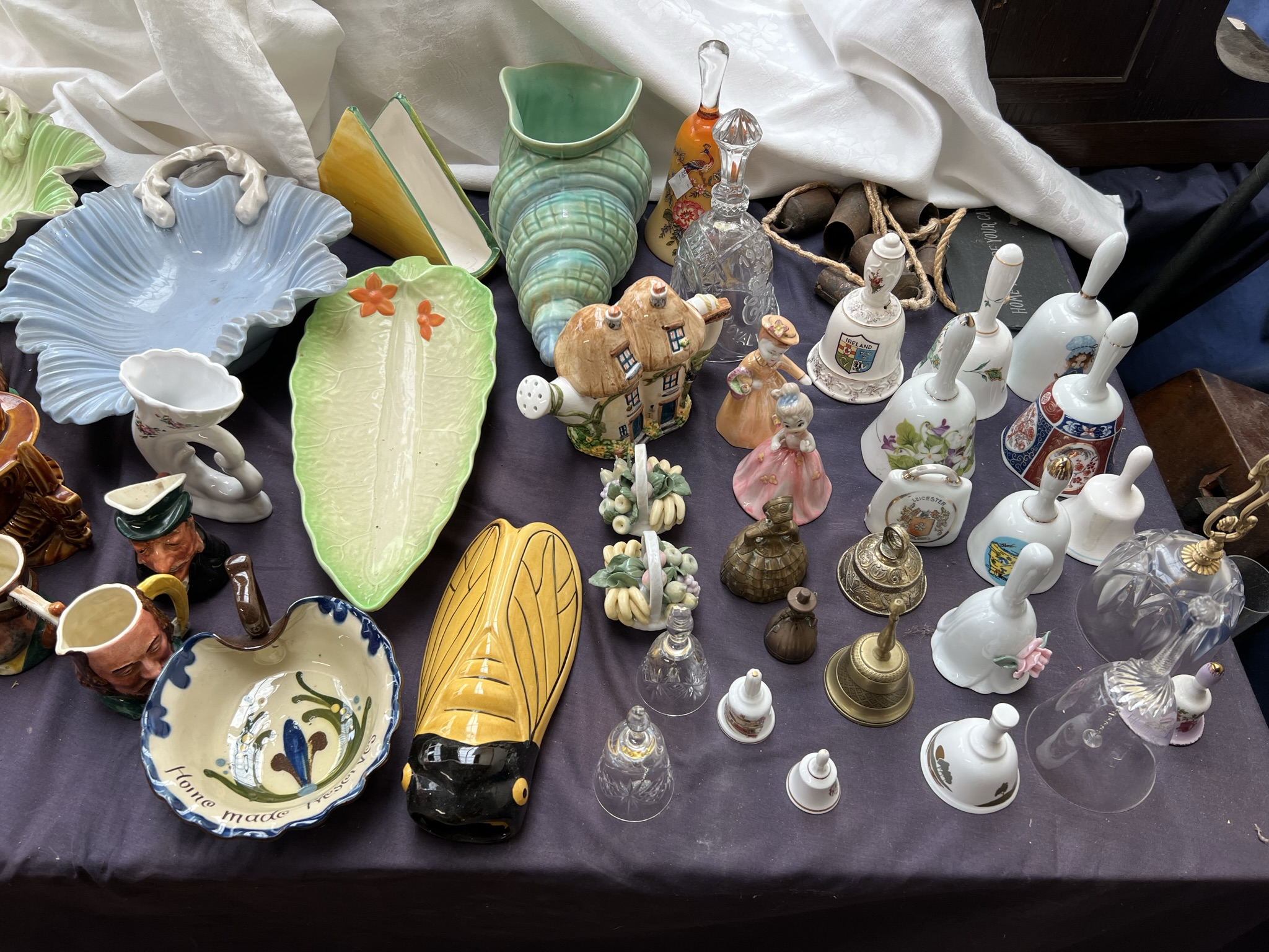 A large lot including a shell vase by Shorter together with a collection of bells, plates, - Image 2 of 5