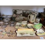 A collection of Royal Doulton series ware plates and jugs etc together with Wade figures,