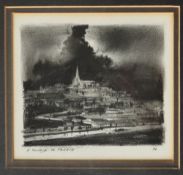 Paul Emsley A village in France Charcoal Initialled 9.