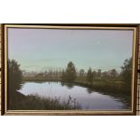 Richard Tratt A river scene Oil on canvas Signed and dated 1980 60 x 90cm