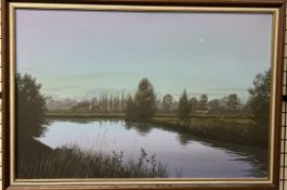 Richard Tratt A river scene Oil on canvas Signed and dated 1980 60 x 90cm