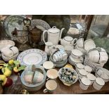 A large lot including a Wedgwood metalised part tea service together with a Wedgwood part coffee