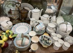 A large lot including a Wedgwood metalised part tea service together with a Wedgwood part coffee
