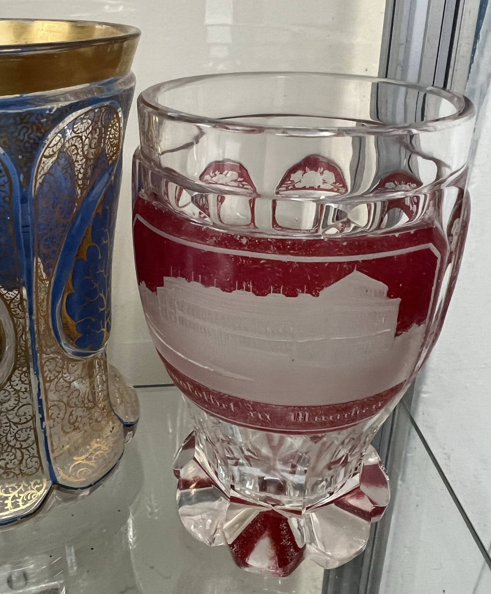 A 19th century flash glass vase with a cranberry ground, - Image 4 of 4