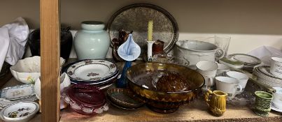 A Royal Doulton Rondelay pattern part tea service together with Doulton harvestware jug, glasswares,