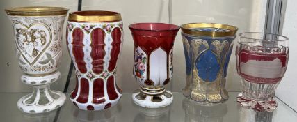 A 19th century flash glass vase with a cranberry ground,