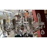 A ten branch glass lustre drop chandelier