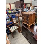 An Edwardian mahogany Sutherland table together with a walnut display cabinet, mahogany sideboard,