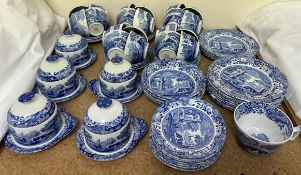 A Spode Italian pattern blue and white pottery breakfast set
