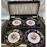 A set of six Hammersley & Co Bone China floral decorated plates,