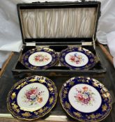 A set of six Hammersley & Co Bone China floral decorated plates,