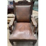 A Victorian carved oak Gentleman's chair