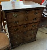 A 19th century oak secretaire chest with a rectangular top above a double drop down drawer front