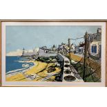 Attributed to Julius Stafford Baker A fishing village A highlighted print Bears a signature 52 x