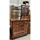 A Victorian mahogany chest of drawers together with a side table and a torchere stand