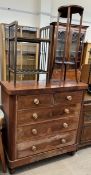 A Victorian mahogany chest of drawers together with a side table and a torchere stand