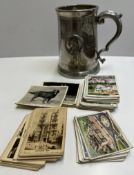 A Pewter glass bottomed tankard produced to commemorate The Battle of Trafalgar, October 21st 1805,