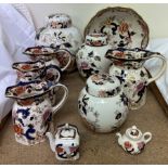 Masons Mandarin pattern ginger jars and covers together with Masons Mandalay pattern jugs,