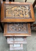 A carved Chinese quartetto nest of tables,