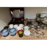 A collection of Royal Doulton series ware plates and jugs etc together with Wade figures,