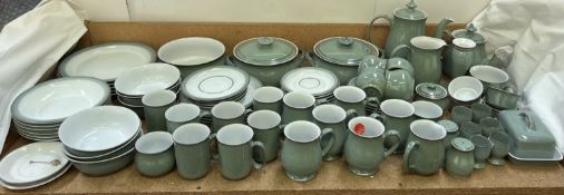 An extensive Denby stoneware part tea and dinner service in a mottled green