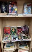 Assorted comics including Steve Canyon, Spicy Tales, The Thing, Aquaman, Blood Harvest, TV21,