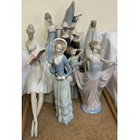 Assorted Lladro figures including ballerinas,