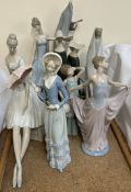 Assorted Lladro figures including ballerinas,
