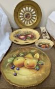 An Aynsley Orchard Gold plate, D Jones together with two similar dishes,