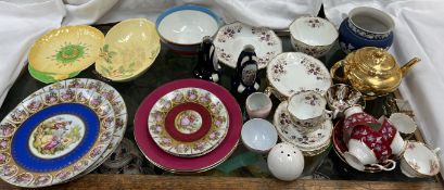 A Clarice Cliff bowl, with line decoration together with a Victorian part tea service,