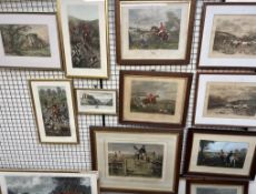 William Wall A ruin Watercolour Signed Together with a large quantity of hunting prints and other