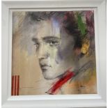 Anna Razumovskaya Charming Gaze A portrait of a young Elvis Hand Embellished Canvas, No. 43/50 75.