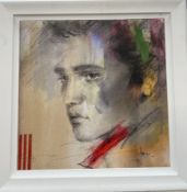 Anna Razumovskaya Charming Gaze A portrait of a young Elvis Hand Embellished Canvas, No. 43/50 75.