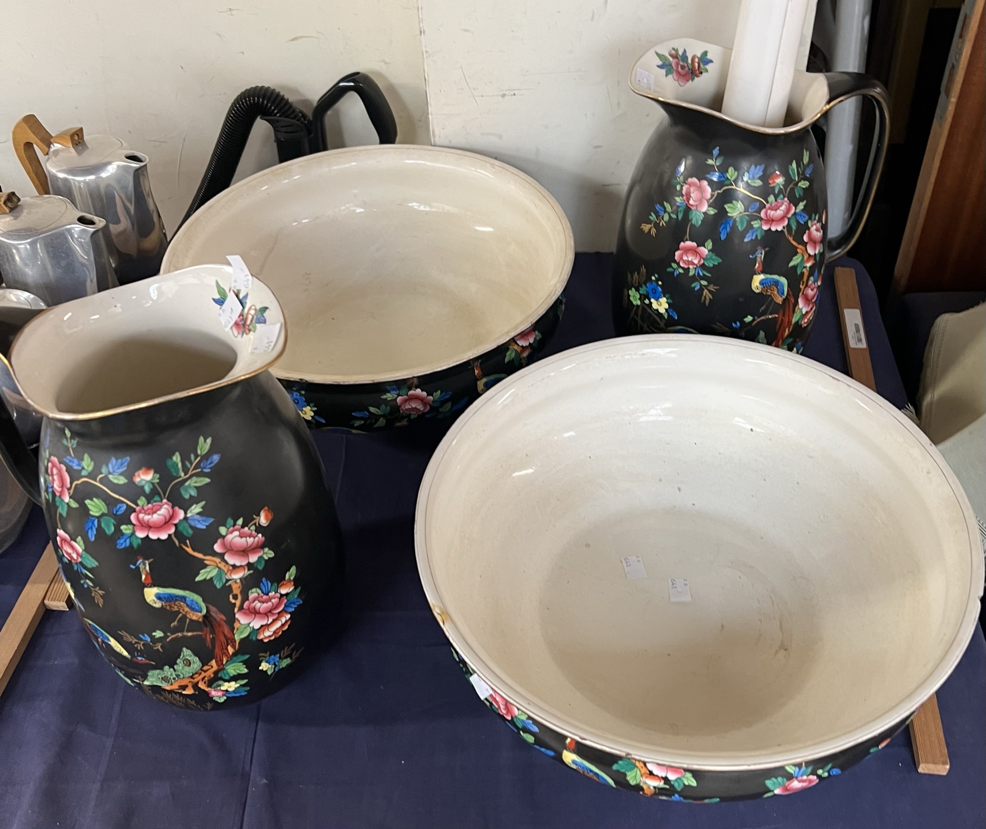 ***Unfortunately this lot has been withdrawn from sale*** Crown Devon jug and basin sets decorated