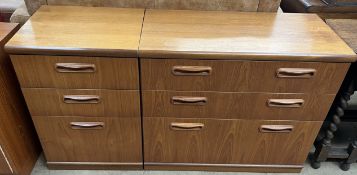 A mid 20th century chest with three long drawers together with a matching smaller teak chest