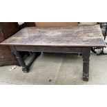 A 17th century style oak refectory table,