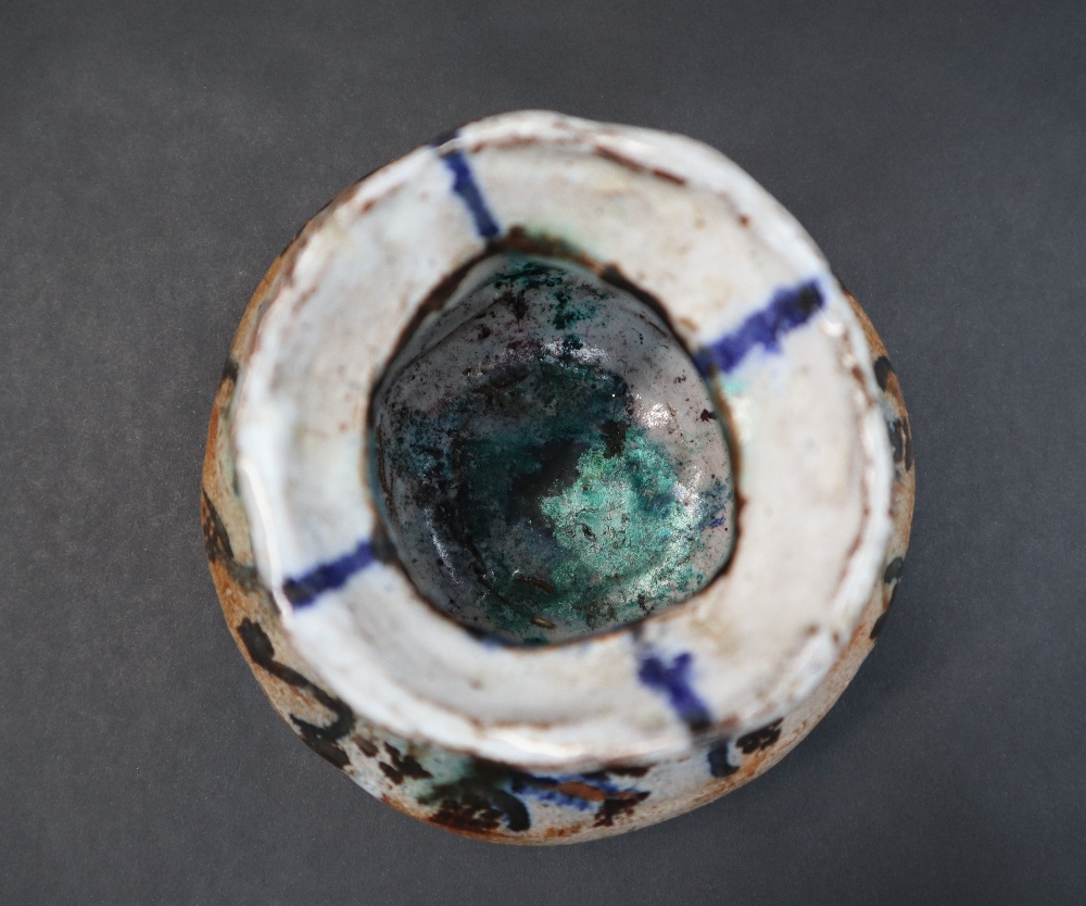A studio pottery vase with abstract decoration, various painted marks to the base, 10. - Image 10 of 10
