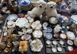 A pair of Staffordshire dogs together with a Chapman floral decorated part tea service, Japanese